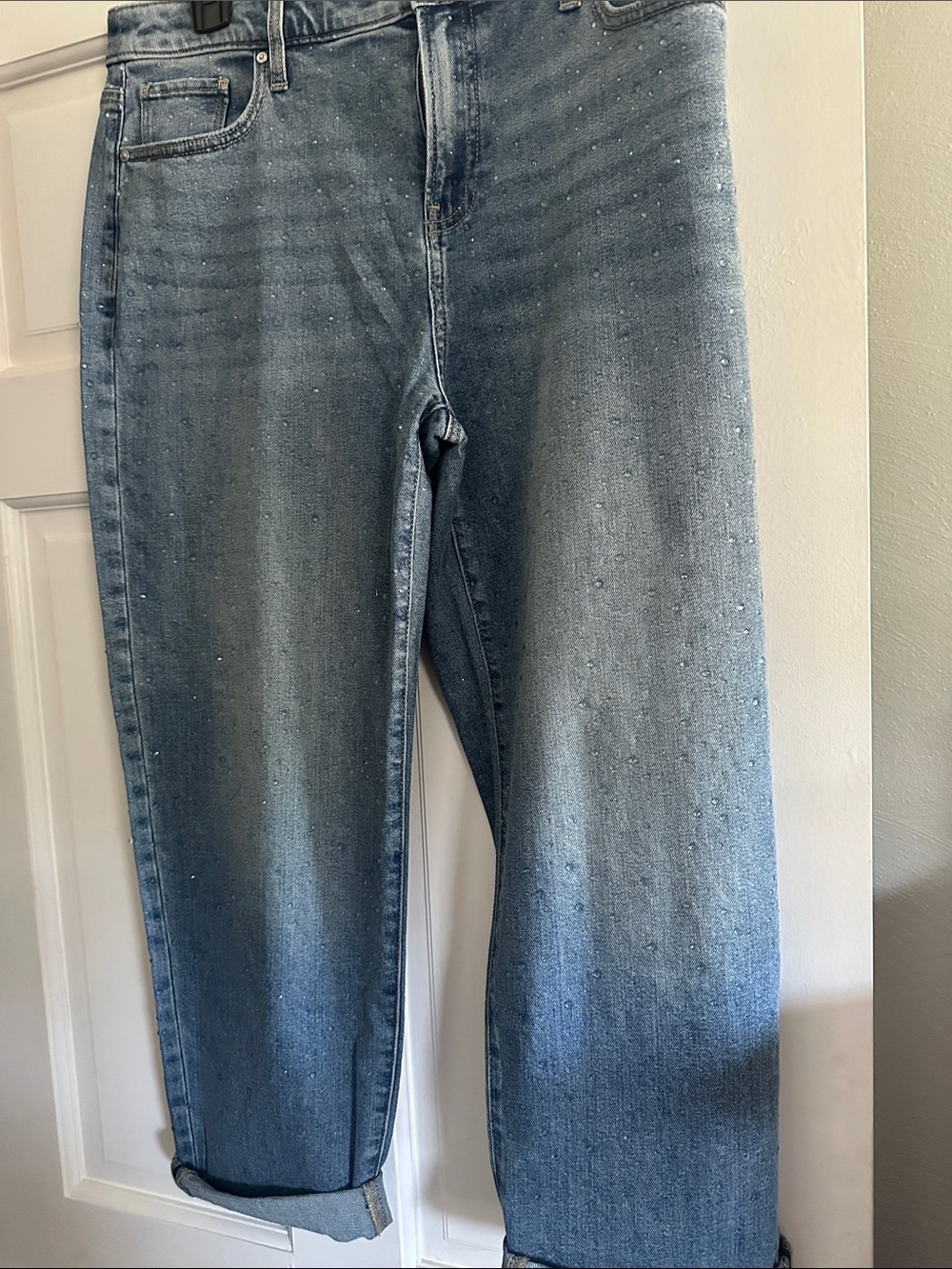 Chico's Light Blue Speckled Boyfriend Jeans